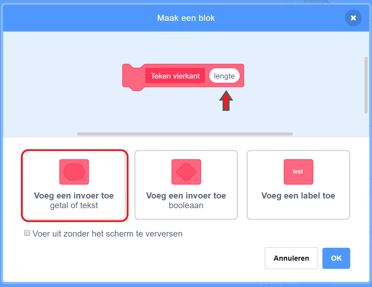 Aanmaken van een blok met variabelen